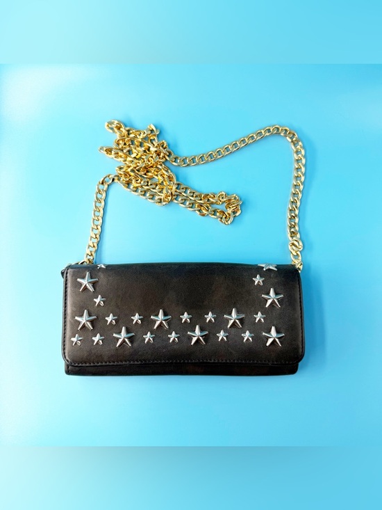 Jimmy Choo Handbags - Jimmy Choo Studded Grey Flap Wallet On Chain Crossbody
